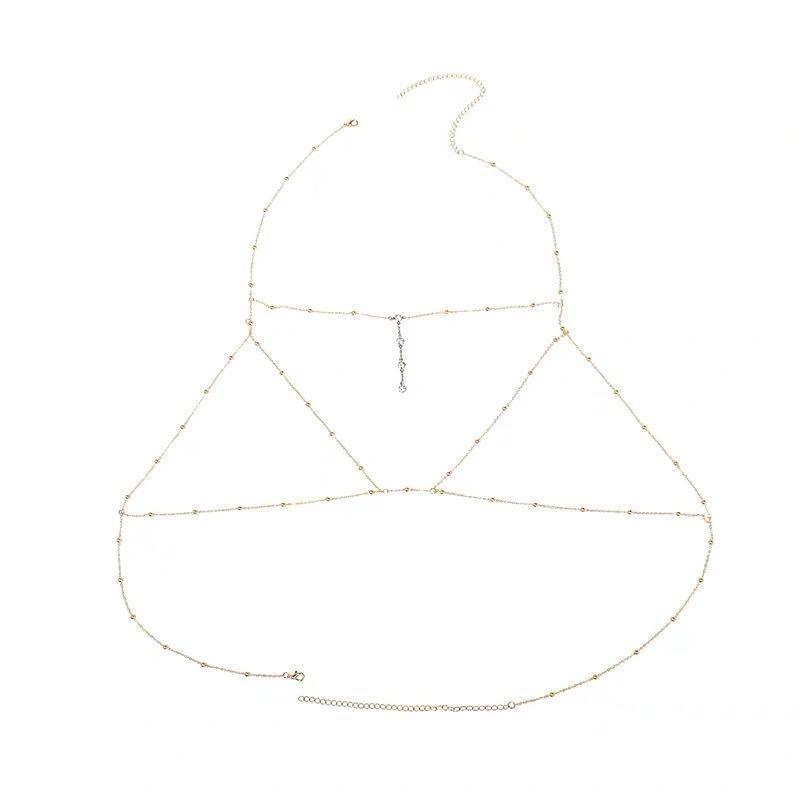 Layered Bikini Body Chain Chest Harness Jewellery - Silver - view 3