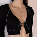 Layered Bikini Body Chain Chest Harness Jewellery - Silver - view 4