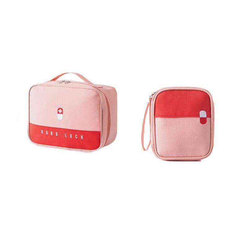 Layered Large Capacity First Aid Storage Organiser Bag - Pink