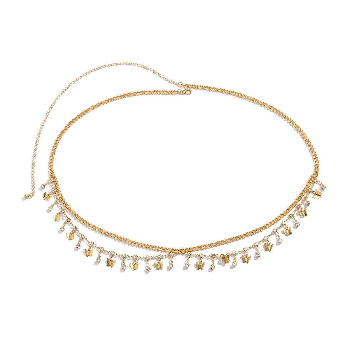 Layered Waist Chain with Adjustable Extension - Gold Butterfly