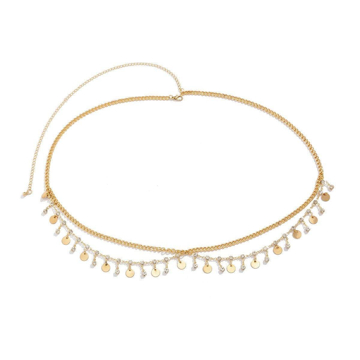 Layered Waist Chain with Adjustable Extension - Gold Discs