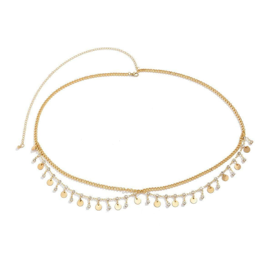 Layered Waist Chain with Adjustable Extension - Gold Discs
