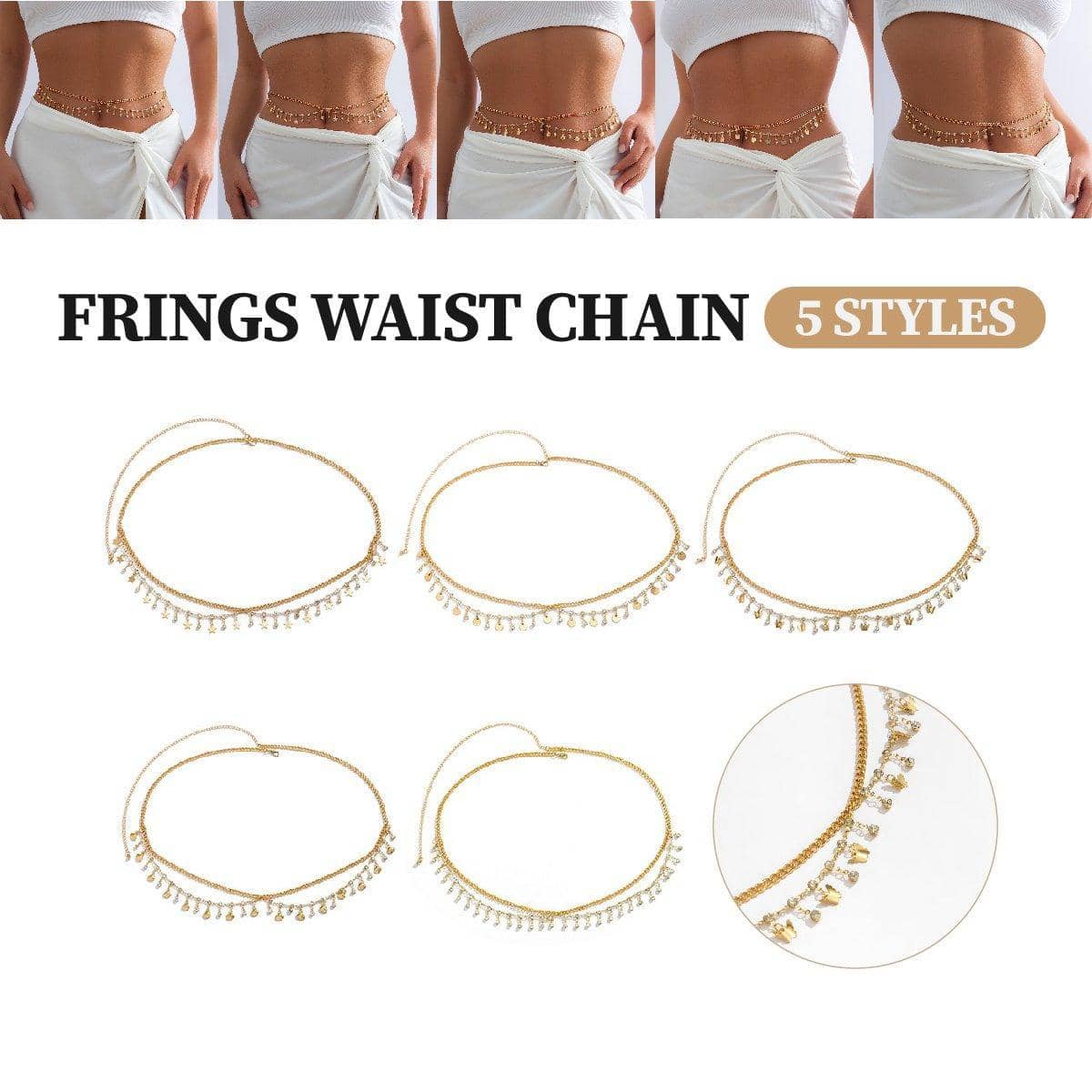 Layered Waist Chain with Adjustable Extension - Gold Pentagram - view 2