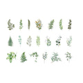 Leaf and Fern Scrapbooking Stickers, PET Transparent - Pack of 40, Green Leaves and Ferns