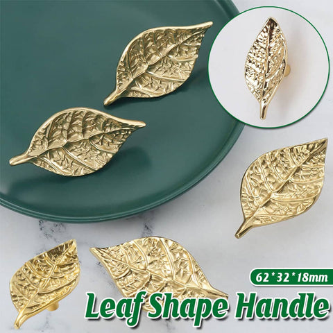 Leaf Shape Cabinet Door Handle, Gold Metal Drawer Pull