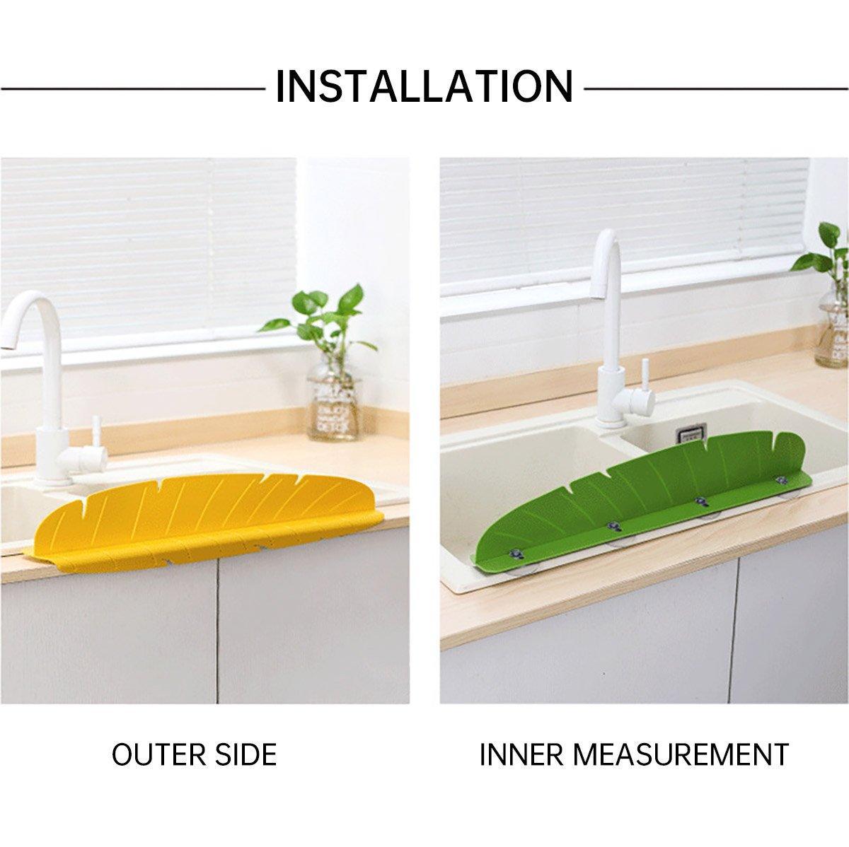 Leaf-Shaped Kitchen Sink Splash Guard with Suction Cups - White - view 5