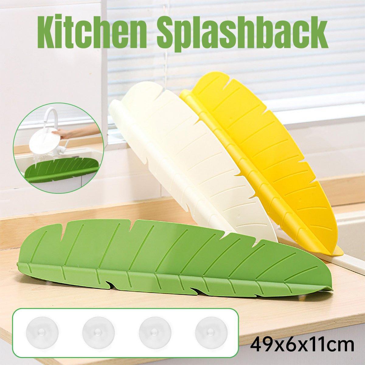Leaf-Shaped Kitchen Sink Splash Guard with Suction Cups - Yellow - view 2