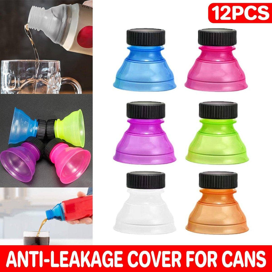Leakproof Plastic Screw Caps for Cans, Pack of 12 Assorted Colours