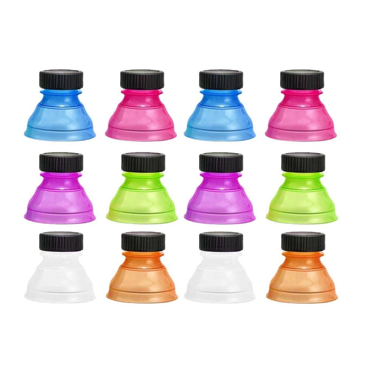 Leakproof Plastic Screw Caps for Cans, Pack of 12 Assorted Colours - view 2