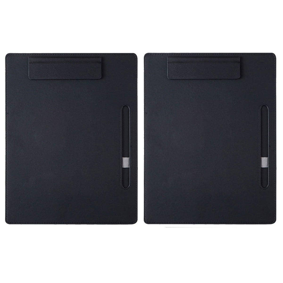 Leather Clipboard File Holder with Pen Loop - Black, Pack of 2