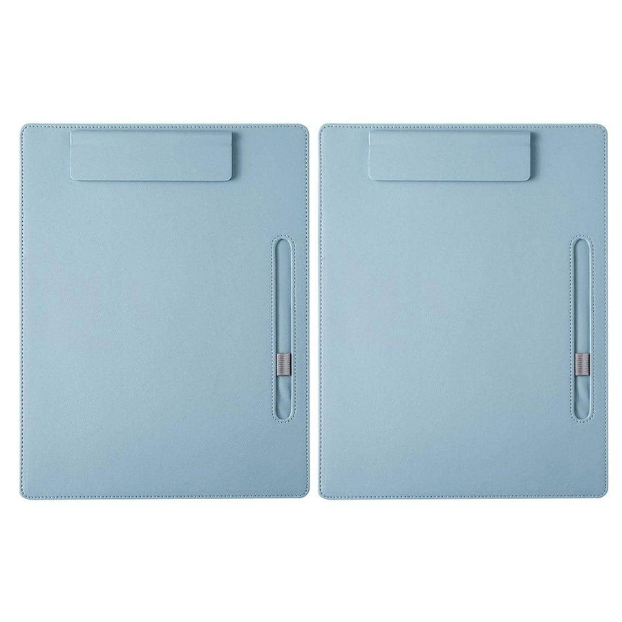 Leather Clipboard File Holder with Pen Loop - Dusty Cyan, Pack of 2
