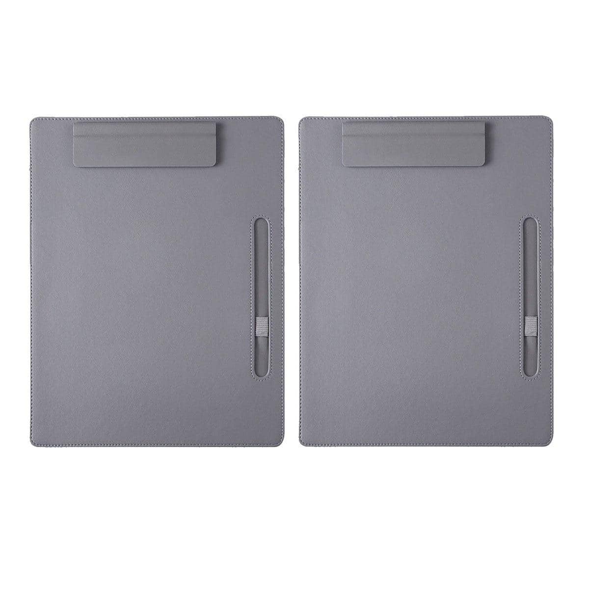 Leather Clipboard File Holder with Pen Loop - Grey, Pack of 2