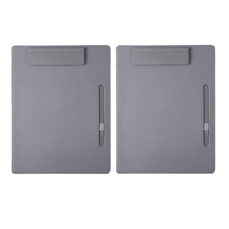 Leather Clipboard File Holder with Pen Loop - Grey, Pack of 2