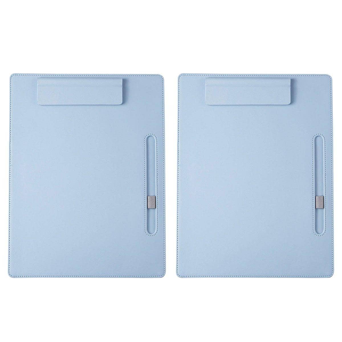 Leather Clipboard File Holder with Pen Loop - Light Blue, Pack of 2