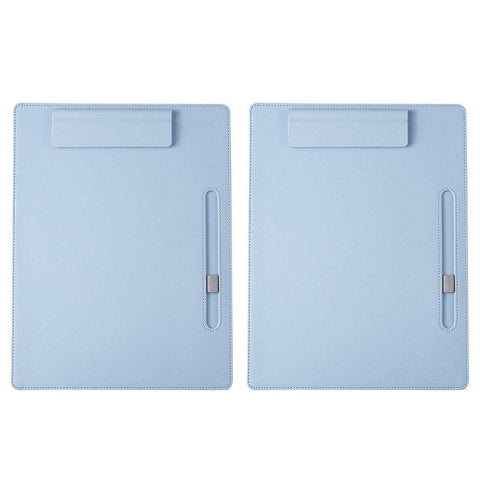 Leather Clipboard File Holder with Pen Loop - Light Blue, Pack of 2