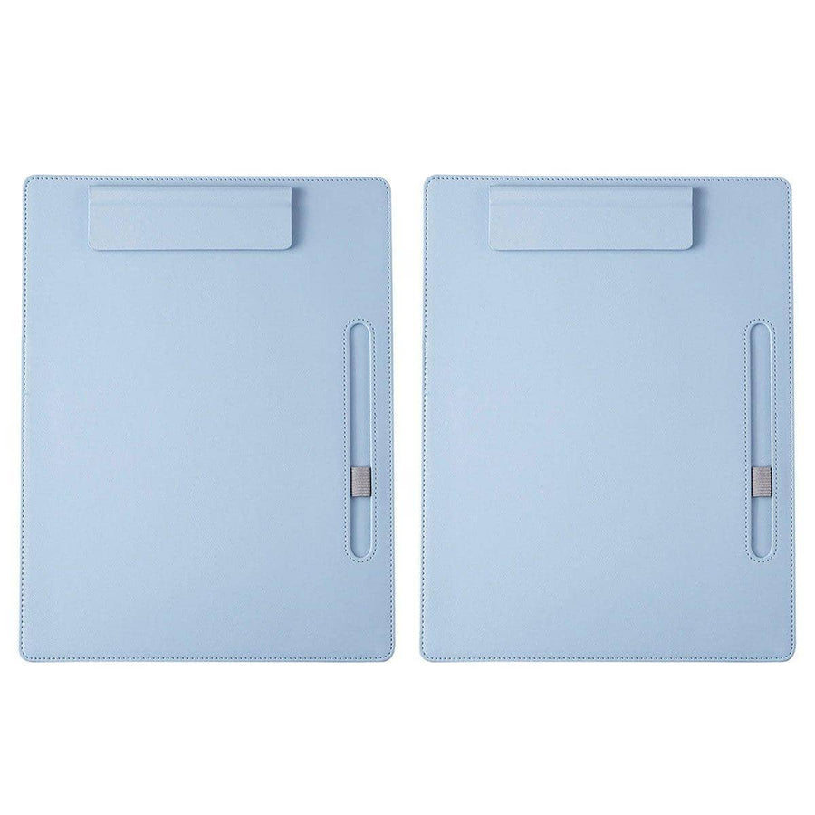 Leather Clipboard File Holder with Pen Loop - Light Blue, Pack of 2