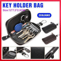 Leather Key Holder Bag with Key Ring, 12 x 7.5 x 2.5cm - Black - view 2