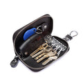 Leather Key Holder Bag with Key Ring, 12 x 7.5 x 2.5cm - Black - view 3