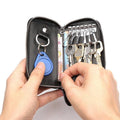 Leather Key Holder Bag with Key Ring, 12 x 7.5 x 2.5cm - Black - view 4