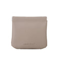 Leather Pocket Cosmetic Bag with Lamb Wool Lining - Grey, Large