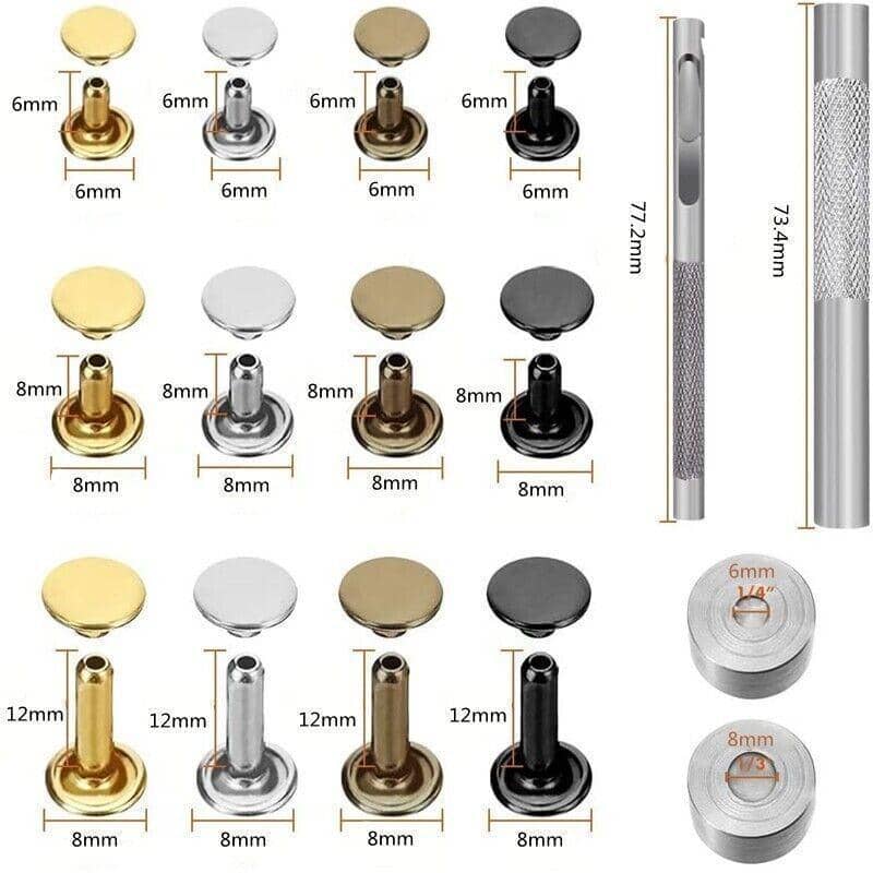 Leather Rivet Tool Kit - Double Cap Metal Studs, 480 Sets - view 4
