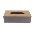 Leather Tissue Box Holder, Rectangular (24 x 12.5 x 6.5 cm) - Brown and Dark Grey