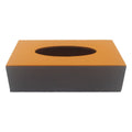 Leather Tissue Box Holder, Rectangular (24 x 12.5 x 6.5 cm) - Orange and Dark Grey