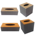 Leather Tissue Box Holder, Square (13 x 13 x 13 cm) - Brown and Dark Grey - view 3