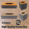 Leather Tissue Box Holder, Square (13 x 13 x 13 cm) - Orange and Dark Grey - view 2