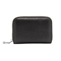 Leather Zip Card Wallet with RFID Blocking for Women - Black