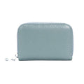 Leather Zip Card Wallet with RFID Blocking for Women - Dusty Blue