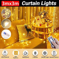 LED Curtain Fairy String Lights, 3 m x 3 m, 300 LEDs - Warm White