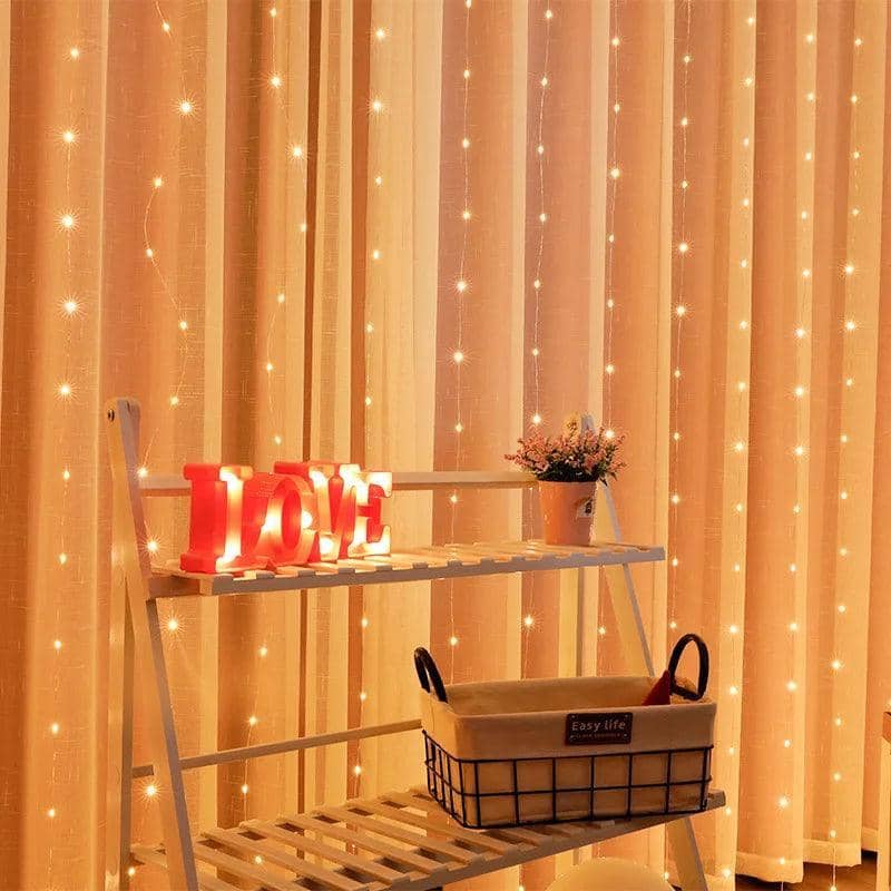 LED Curtain Fairy String Lights, 3 m x 3 m, 300 LEDs - Warm White - view 3