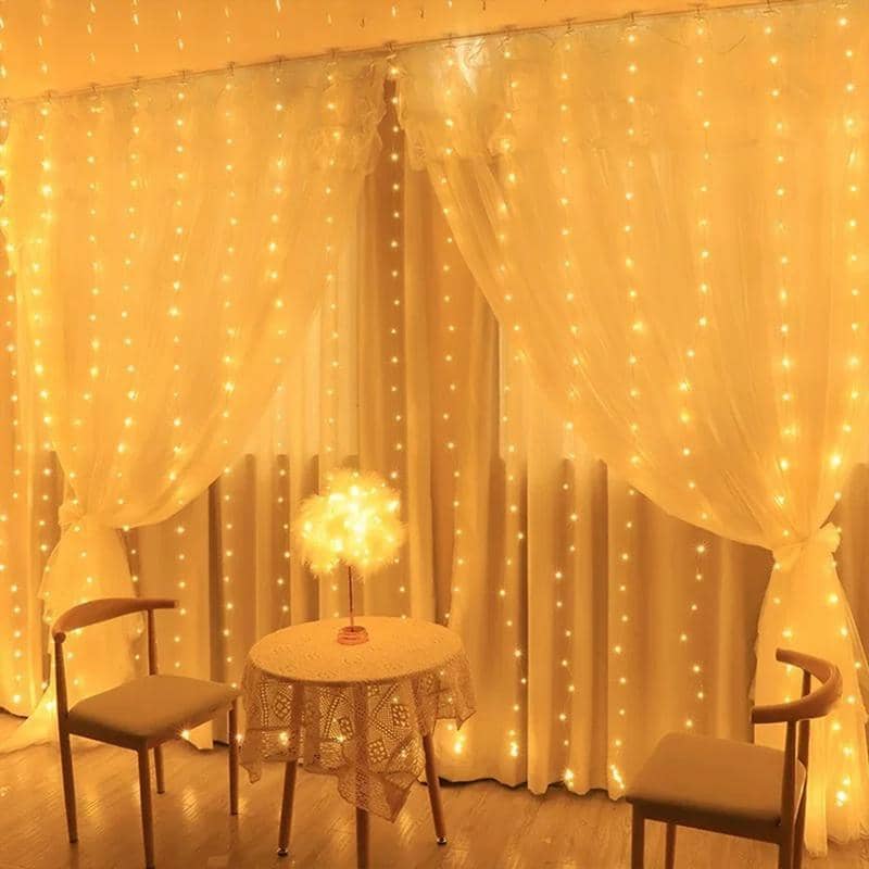 LED Curtain Fairy String Lights, 3 m x 3 m, 300 LEDs - Warm White - view 5