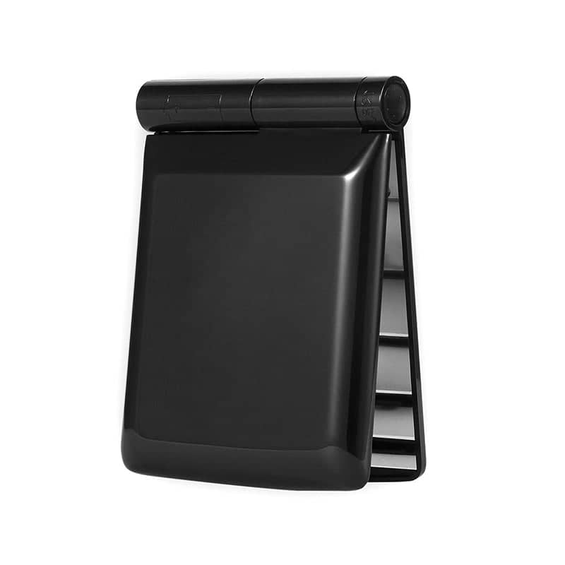 LED Folding Makeup Mirror with 8 Lights, Compact Portable Pocket Cosmetic Mirror, Black