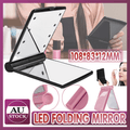 LED Folding Makeup Mirror with 8 Lights, Compact Portable Pocket Cosmetic Mirror, Black - view 2