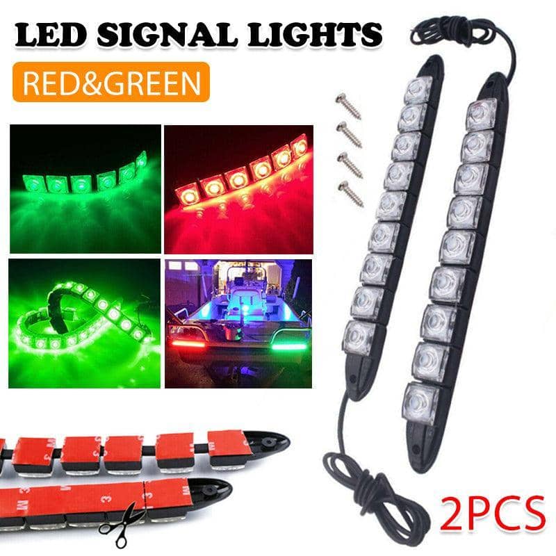 LED Navigation Light Strip for Boats, Red and Green, Pack of 2