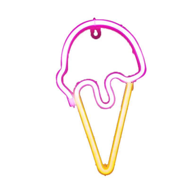 LED Neon Wall Light for Bedrooms and Kids Rooms - Ice Cream Cone, 15.3 x 26.5 cm