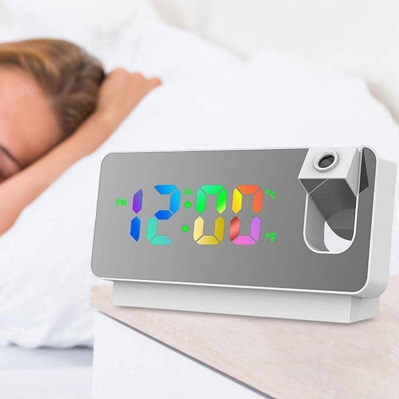 LED Projection Alarm Clock with Time and Temperature Display - White - view 5