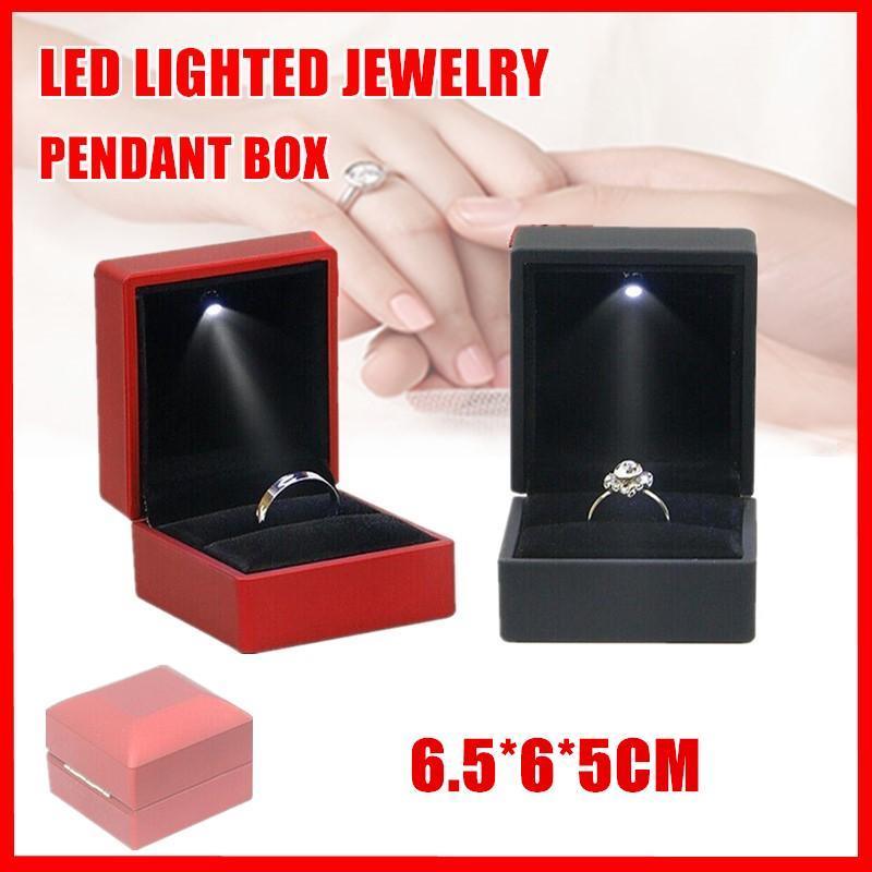LED Ring Gift Box, 6.5 x 6.5 cm - Black - view 2
