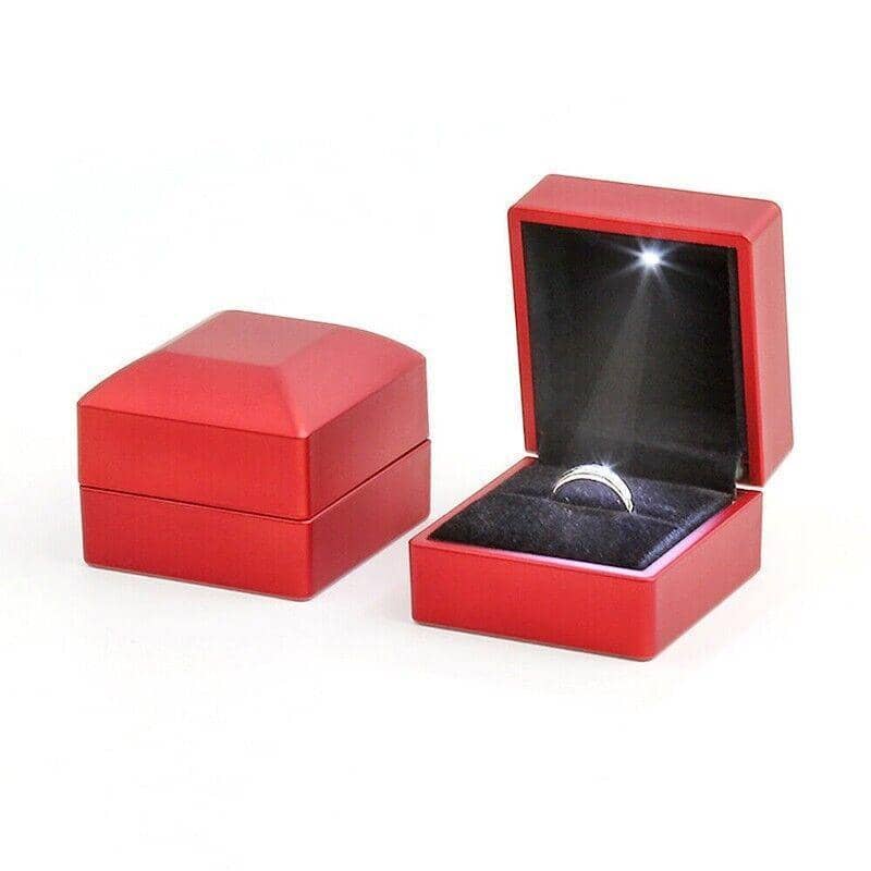 LED Ring Gift Box, 6.5 x 6.5 cm - Red