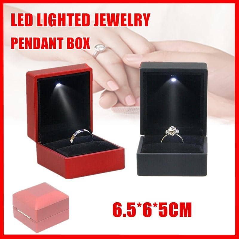 LED Ring Gift Box, 6.5 x 6.5 cm - Red - view 2