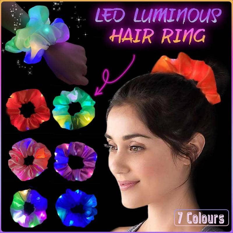 LED Satin Scrunchie Hair Tie with Light-Up Effect - White - view 2