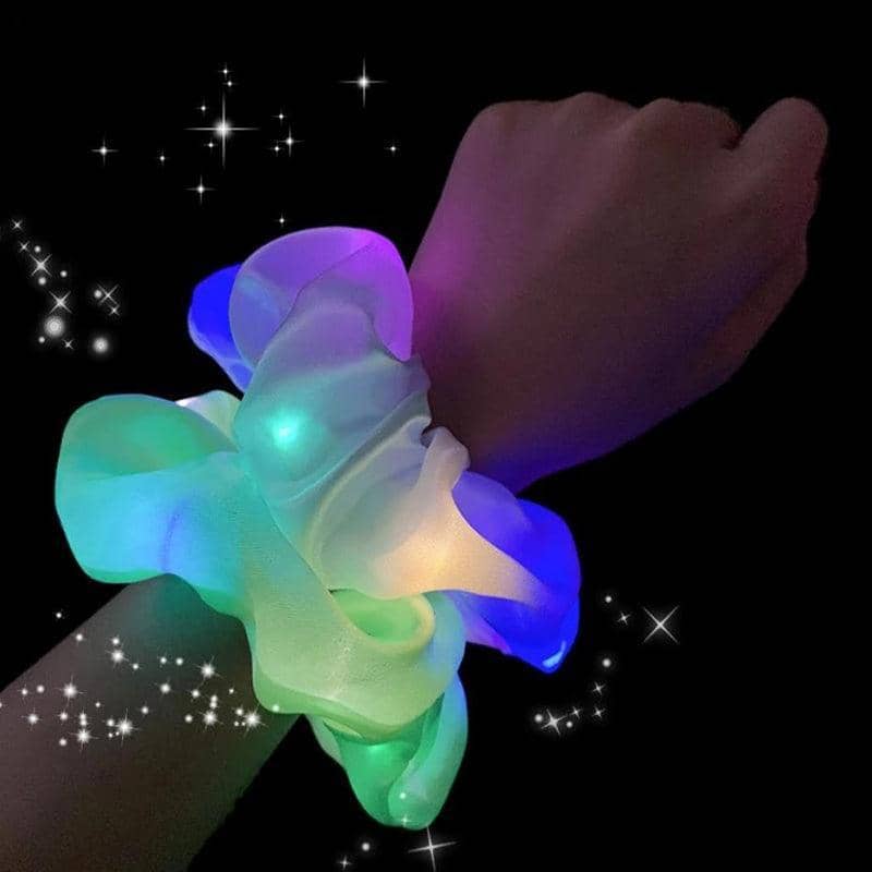 LED Satin Scrunchie Hair Tie with Light-Up Effect - White - view 4
