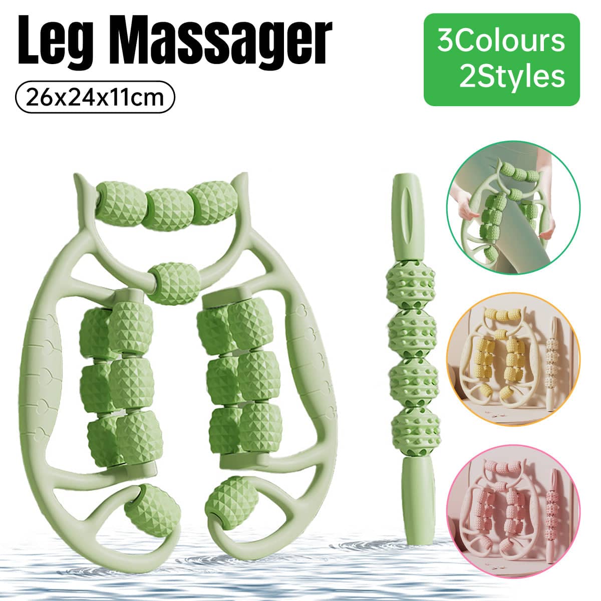 Leg Massager Roller Set, Ring and Stick Muscle Rollers - Green - view 2