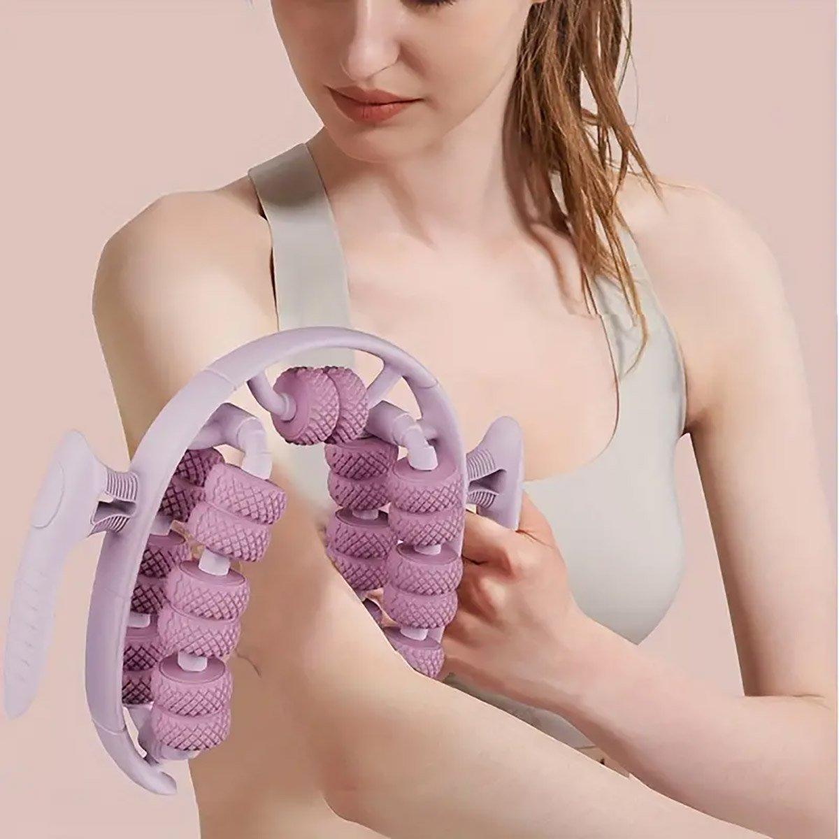 Leg Muscle Massager Roller with 26 Round Wheels - Pink - view 5