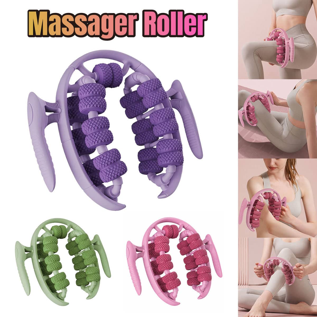 Leg Muscle Massager Roller with 26 Round Wheels - Purple - view 2