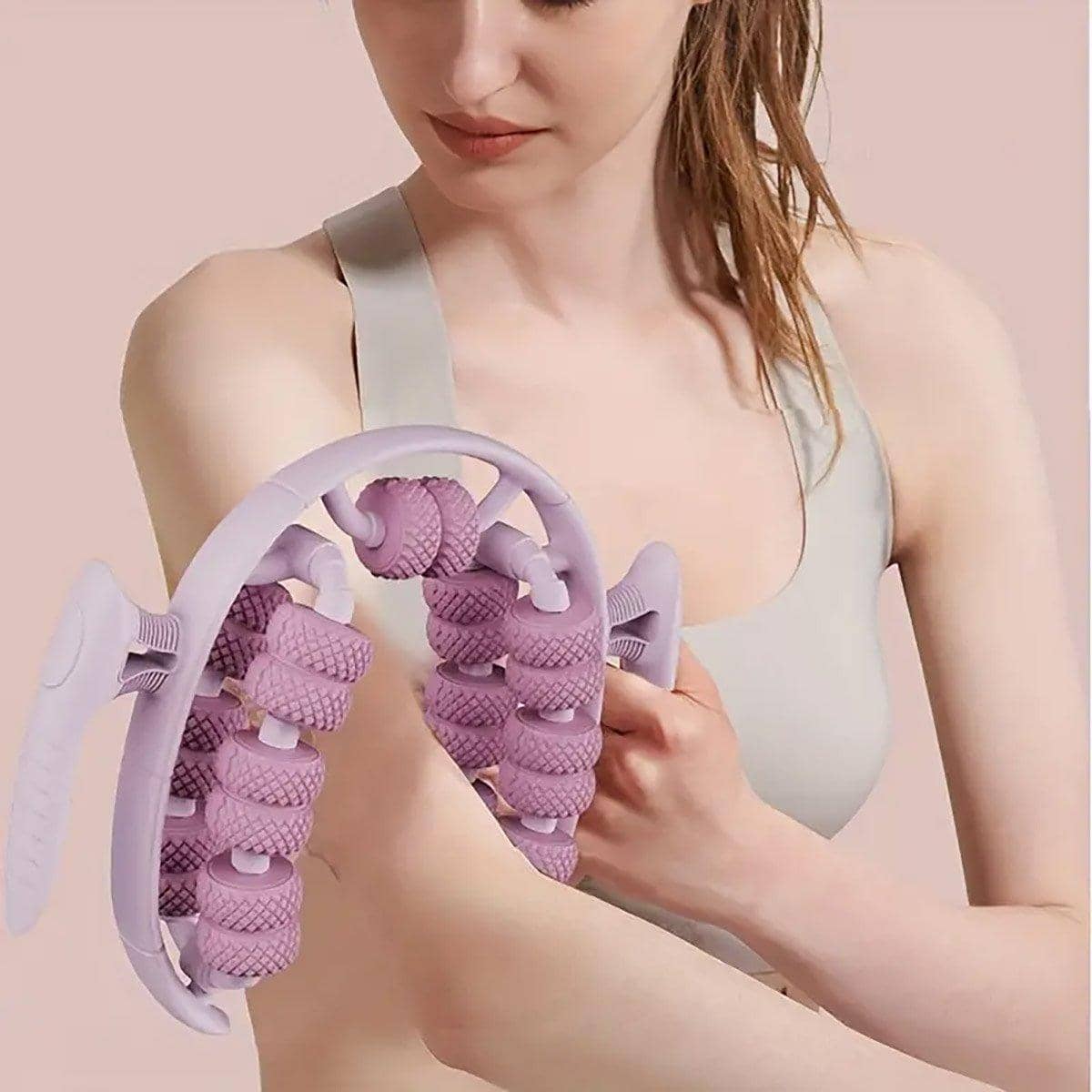 Leg Muscle Massager Roller with 26 Round Wheels - Purple - view 5