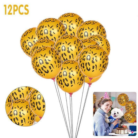 Leopard Spot Print Latex Balloons - Gold, Pack of 12