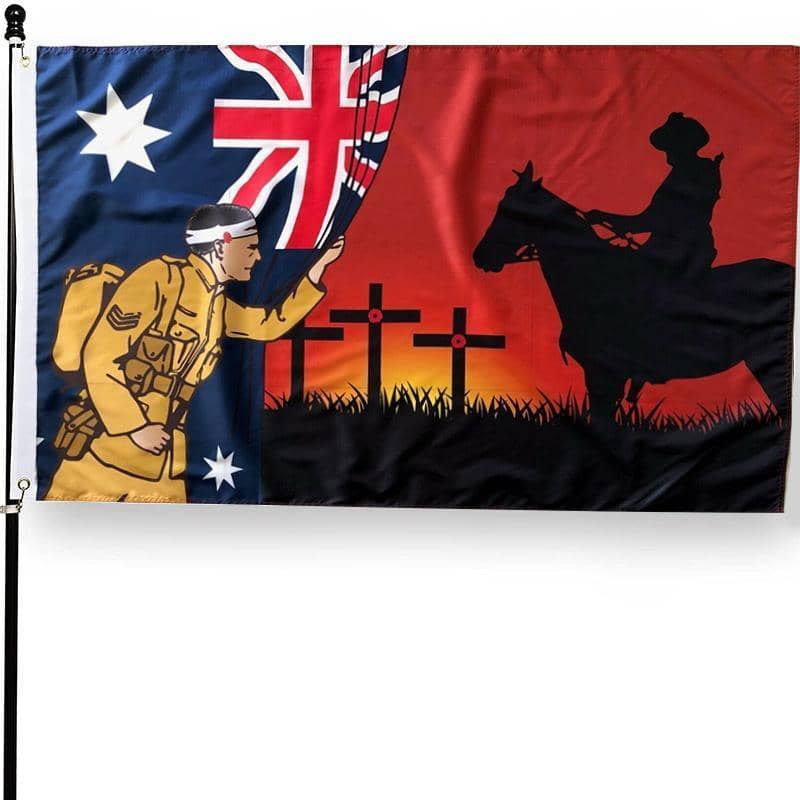 Lest We Forget Australian War Horse Flag ANZAC Day Remembrance Flag 150 x 90 cm - view 3